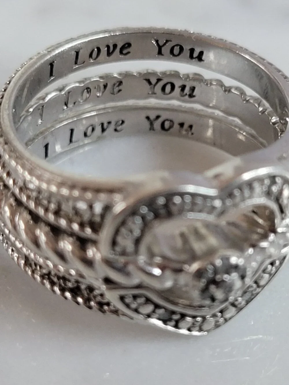Womens Vintage Estate Sterling Silver Diamond Heart Ring 6.8g #E3641